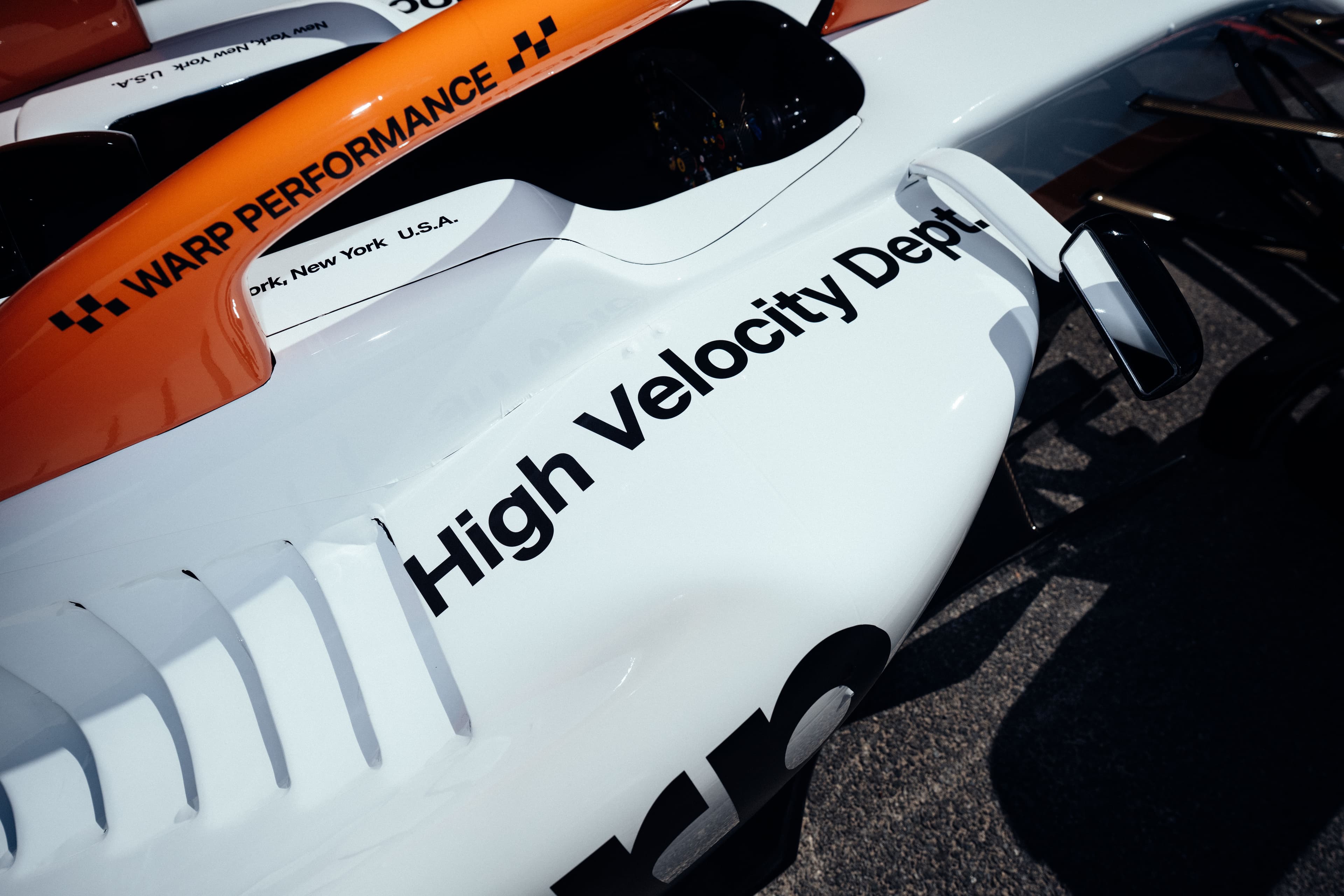 Warp-branded race car