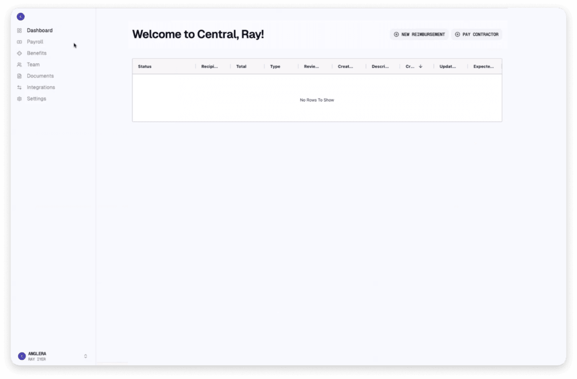 Central Slack interface