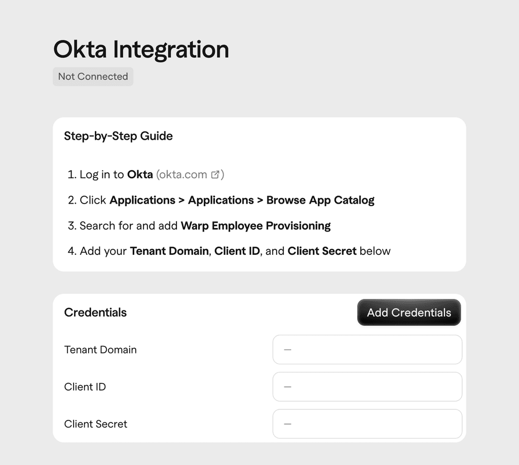 Okta integration instructions